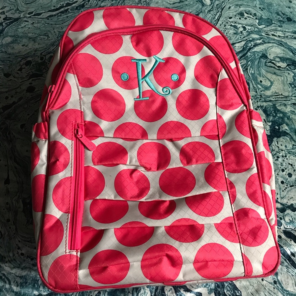 Thirty One Custom “K” Pink Polka Dot Backpack!